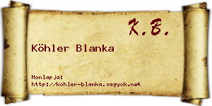 Köhler Blanka névjegykártya